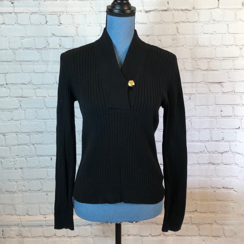 Ralph Lauren Sweater Cotton Rib Knit V-neck Small